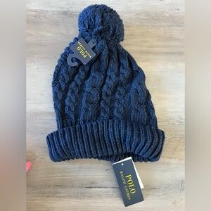 Navy Cable knit over size beanie